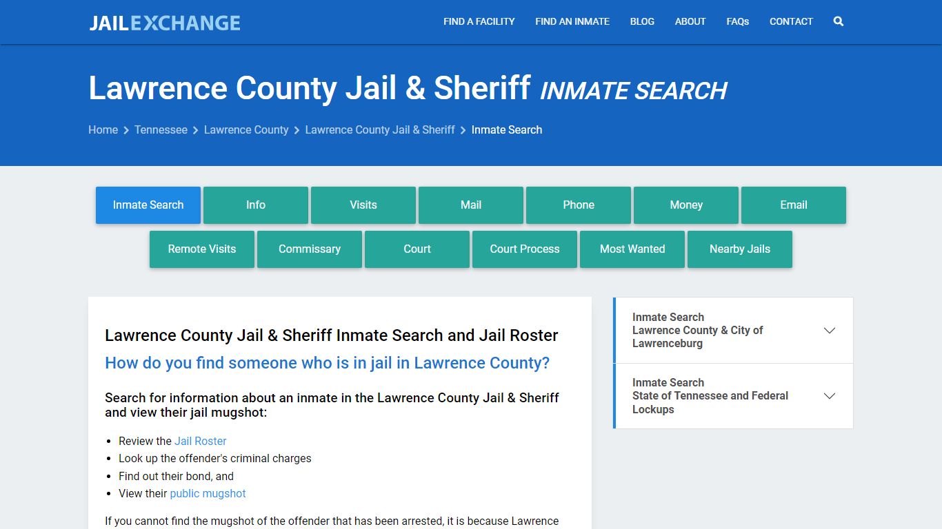 Inmate Search: Roster & Mugshots - Lawrence County Jail & Sheriff, TN