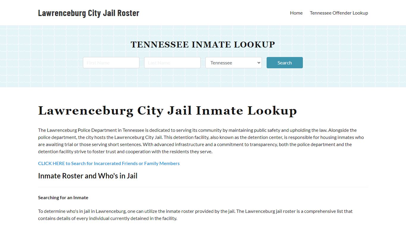 Lawrenceburg Police Department & City Jail, TN Inmate Roster, Arrests ...