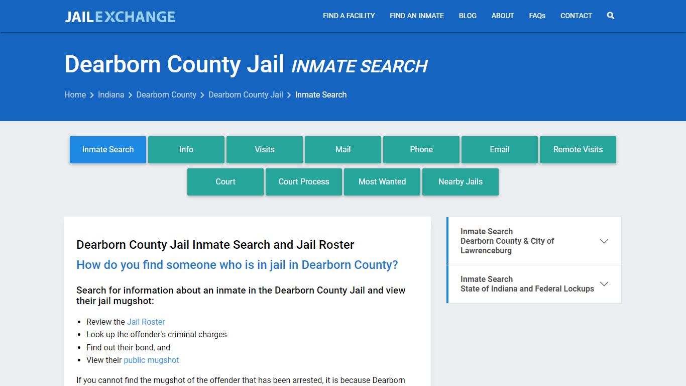 Inmate Search: Roster & Mugshots - Dearborn County Jail, IN